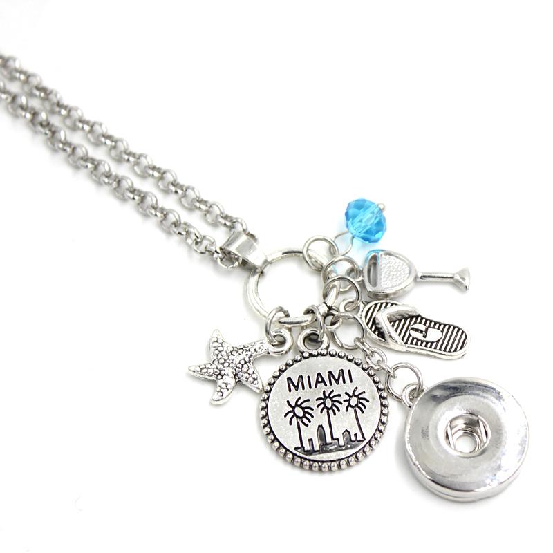 

Pendant Necklaces 10PCS Interchangeable 18mm Snap Jewelry Miami Necklace Beach Flip Flop Gift Bijoux