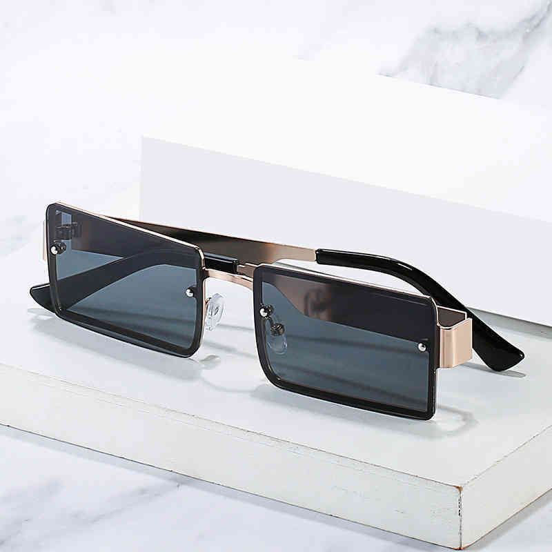 

2021 Fashion sunglass Men Stylish squar Metal men Decoration Small women Rapper Shad Eyewear Driving glassSARG