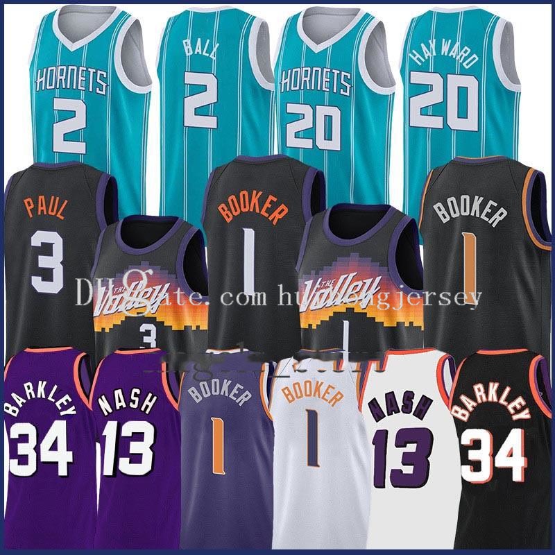 

LaMelo 2 Ball Gordon 20 Hayward Basketball Jersey 3 Chris Devin 1 Booker Paul Steve 13 Nash Charles 34 Barkley Jerseys, Black;red