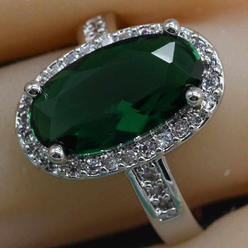 

Cluster Rings Fashion Green Semi-precious Stone 925 Sterling Silver Ring For Women Blue Pink Engagement Women's Ringen Free Jewelry Box