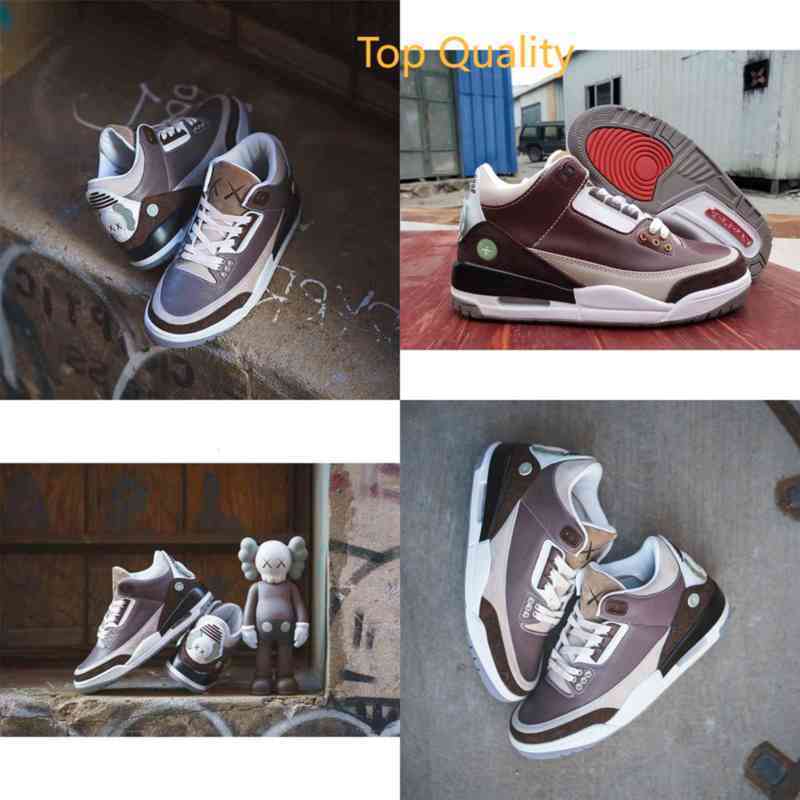 

kaw's x 3s men Basketball Shoes Jumpman 3 Brown White sports sneakers Size US 7-13, 01