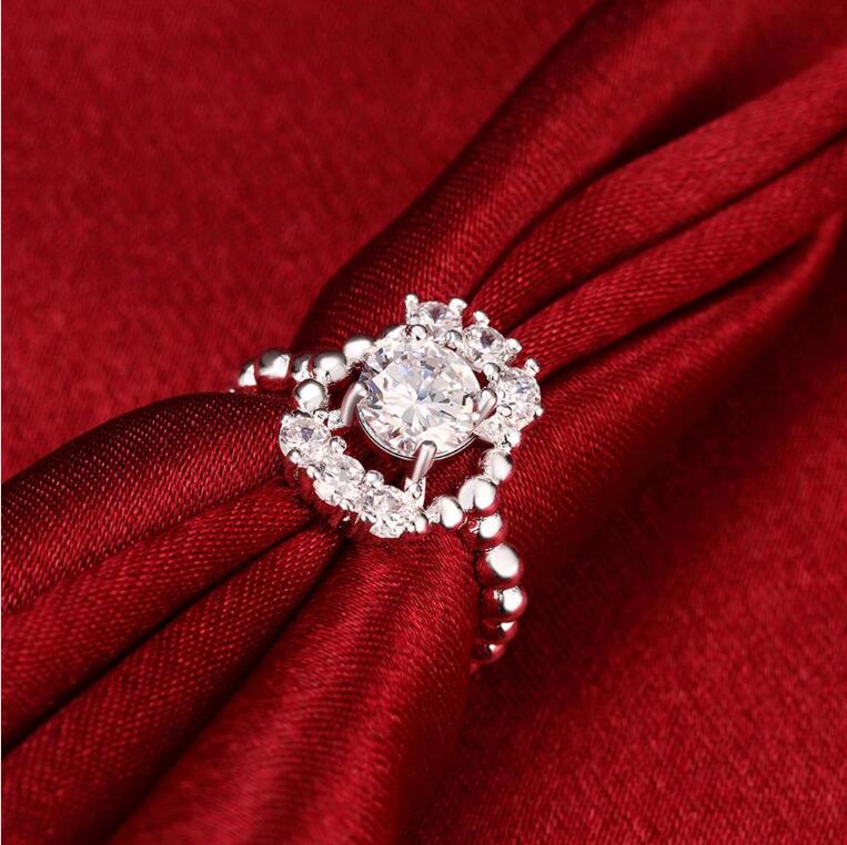 

women's sterling silver plated round zircon ring GSSR794 fashion 925 silver plate rings