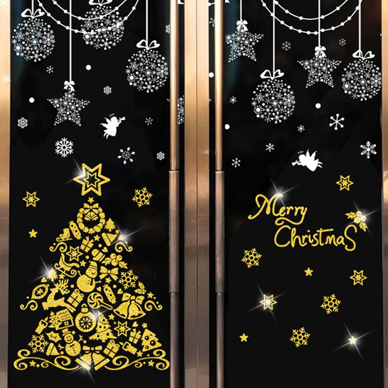 

Wall Stickers Stars Snowflakes Glass DIY Christmas Ornaments Tree Decals For Living Room Nursery Window Festival Home Decoration
