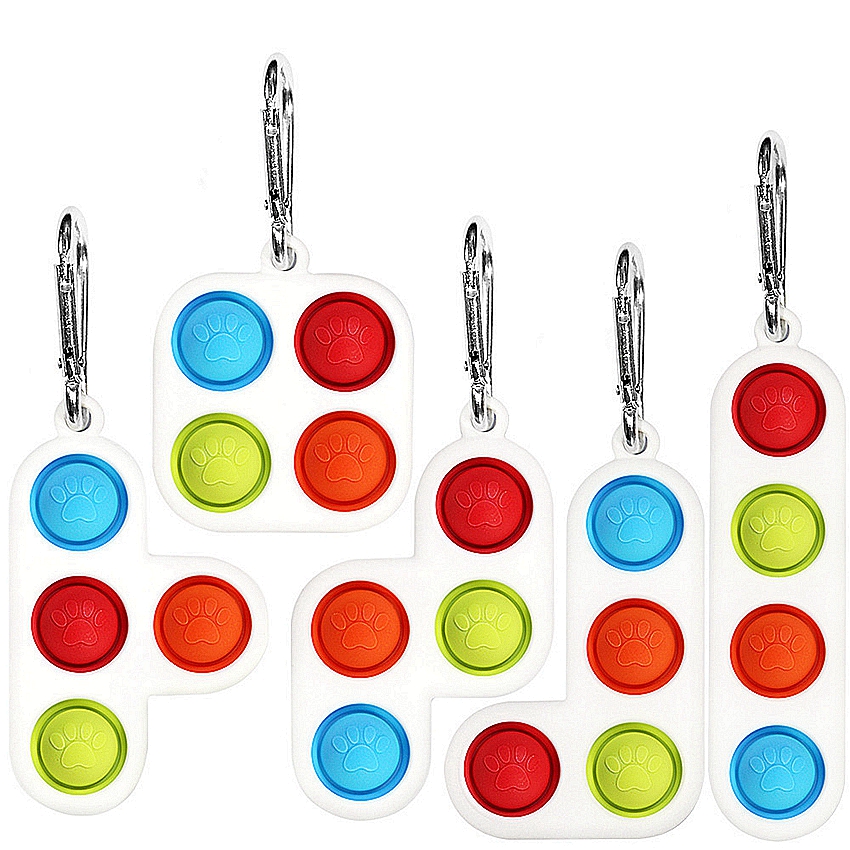 

Different Shape 5 Styless Pop It Push Bubble Fidget Toy Keychain Pandent Stress Reliever Sensory Silicone Toy Keyring Kids Gift LLA597, Silver
