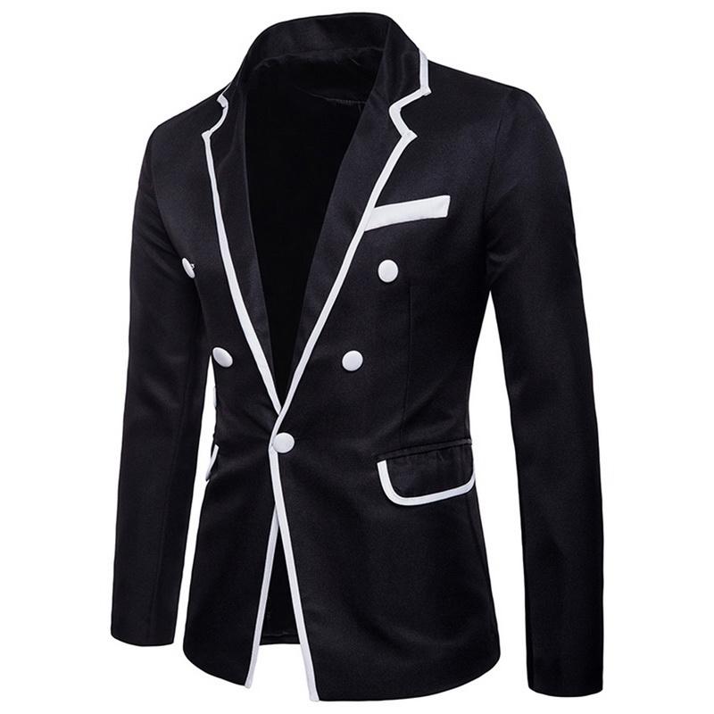 

Men' Suits & Blazers Adisputent Men Suit Jacket Turn-Down Collar Patchwork Business Slim Formal Dress Blazer Single Button Jackets Outerwea, Black