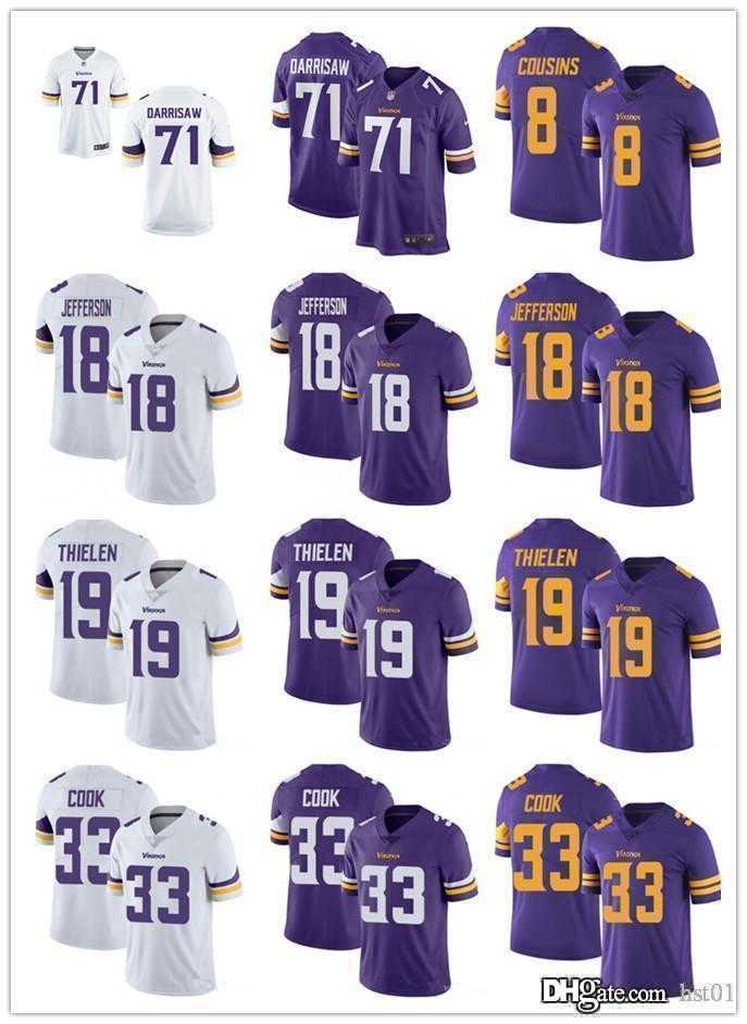 

Men Minnesota's Vikings's jersey 19 Adam Thielen 71 Christian Darrisaw 8 Kirk Cousins 18 Justin Jefferson 33 Dalvin Cook Football Jers, Color