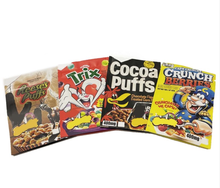 

400MG CRUNCH BERRIES REESE COCOA PUFFS TRIX Cereal Bag Edibles Smell Proof Chirld Zippier Lock Packaging Pouch
