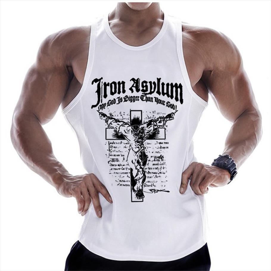 

bodybuilding tank men gyms fitness workout cotton sleeveless shirt clothing male casual stringer singlet vest, White;black