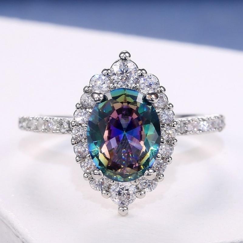 Wedding Rings CAOSHI Noble Marquise Shape For Women Gorgeous Silver Color Inlaid Oval Colorful Zirconia Trendy Jewelry-image-709670610