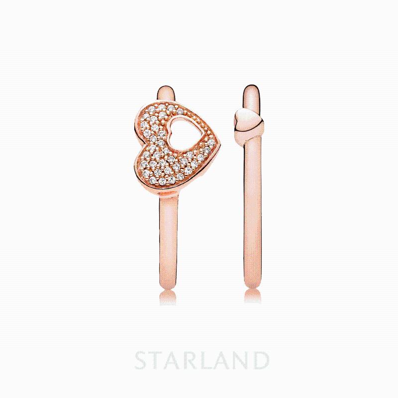 

Cluster Rings Starland Rose Gold Plated Puzzle Ring Set 925 Sterling Silver Clear CZ Heart For Women Couples Fine Jewelry, Golden;silver
