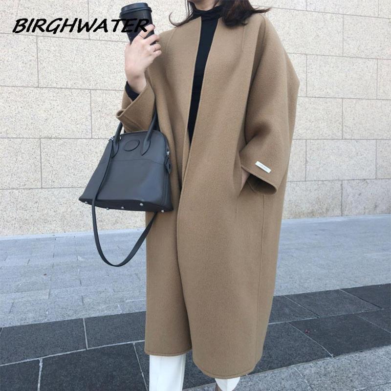 

Women's Trench Coats Korean Women Thin Overcoat Female Casual Loose Solid Color Outwear Fashion Warmness Long Spring Autumn Oversize Tops, Tan;black