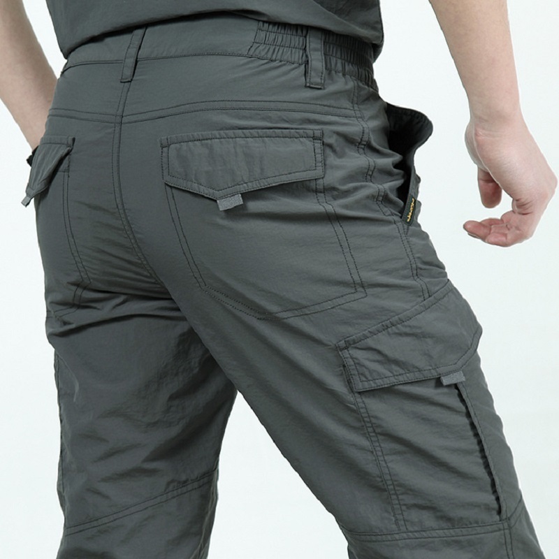 

Quick Dry Casual Pants Men Summer Army Military thin Trousers Mens Tactical Cargo Pants Male lightweight Grey Navy Blue Green 210518