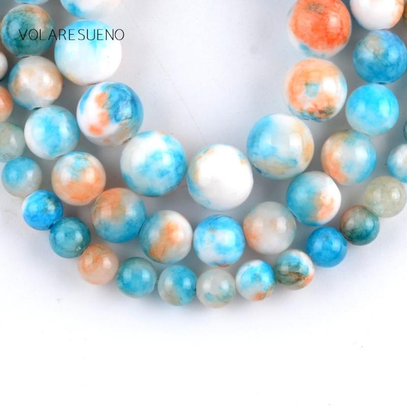 

Other Natural Blue Persian Jades Stone Round Loose Beads For Jewelry Making 6-10mm Spacer Fit Diy Bracelet Necklace 15'' Strand