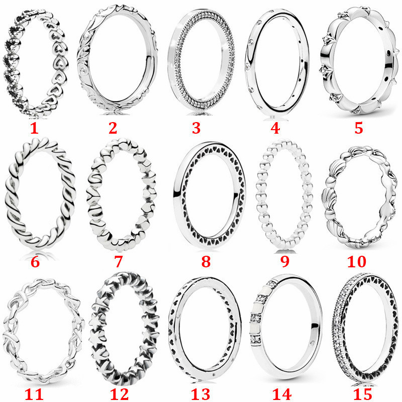 

Memnon Jewelry White Stripes Knotted Hearts Ring 925 Sterling Silver Signature Heart Rings For Women Stars Beaded Seashell Band Ring Logo Anillos Jewellry