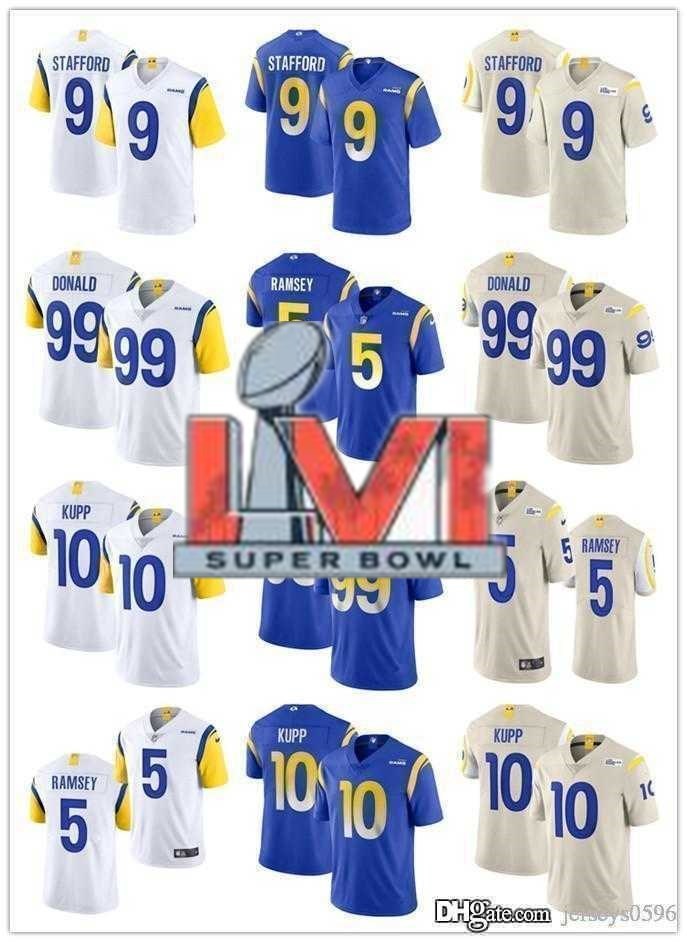 

Men women Los Angeles''Rams''youth 99 Aaron Donald 2 Robert Woods 9 Matthew Stafford 5 Jalen Ramsey 10 Cooper Kupp Footb, Black;red