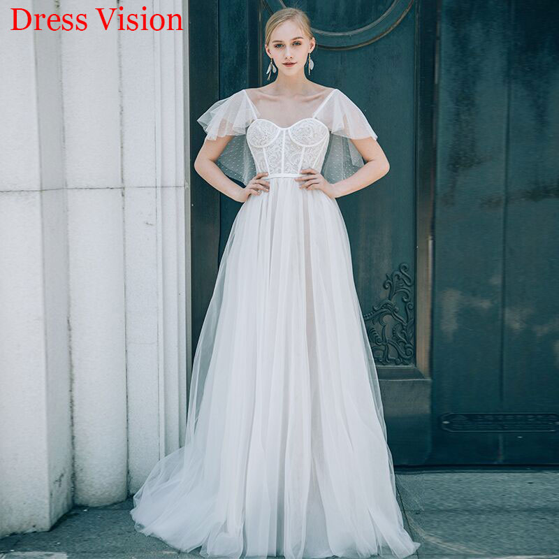 

2021 New Style Lace Wedding Dress suknia lubna Vestido De Fiesta De Boda Vestido De Novia Sweep Train, White