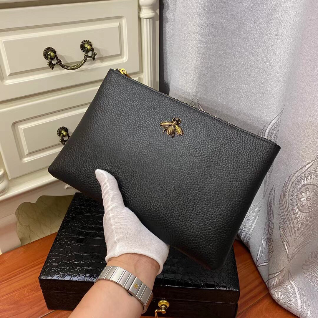 

Luxury designer men's clutch bag business card holder wallet lady cosmetic envelope handbag classic leather fashion belt box
