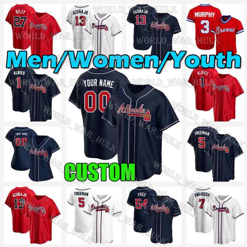 

Atlanta 13 Ronald Acuna Jr. Braves Jersey 3 Dale Murphy 1 Ozzie Albies 5 Freddie Freeman Marcell Ozuna Chipper Jones Men Youth Women, Blue;black