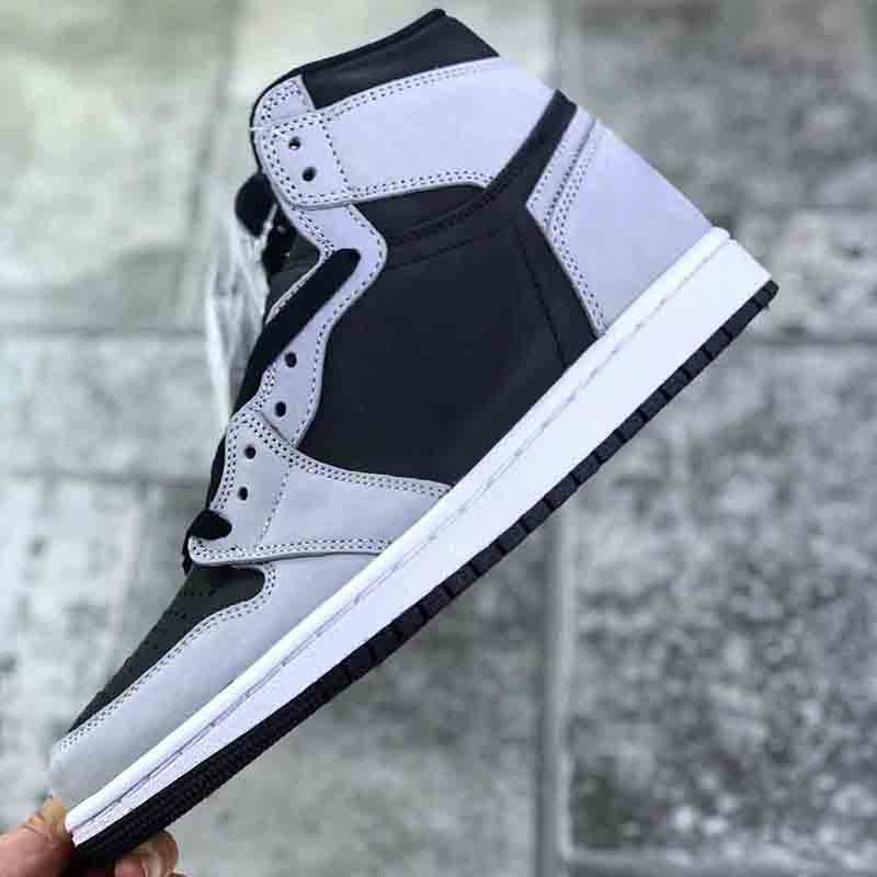 

1 OG Shadow 2.0 Basketball Shoes 85 Grey Men Women 1s Black Light Smoke White Sneakers 555088-035, 02