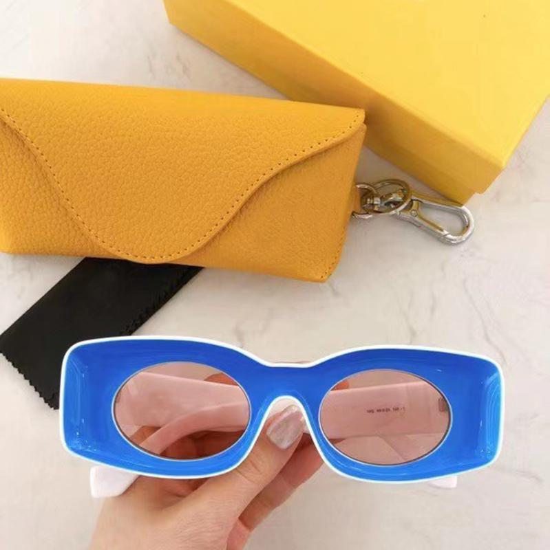 

Sunglasses Rectangle Thick Frame Oval Lens Small Men's LW400351 Fashion Women's Yellow Glasses