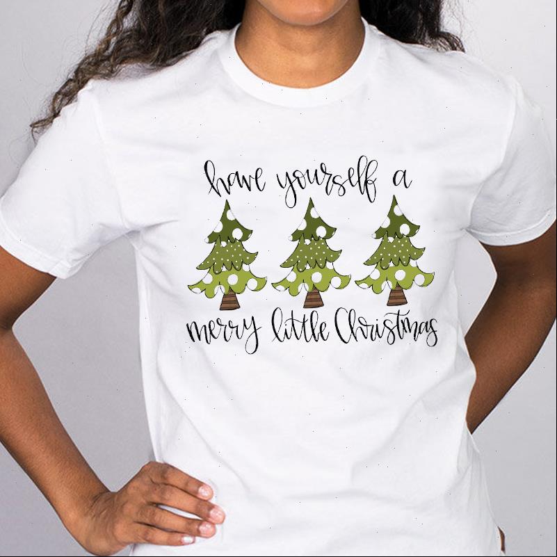 

Women Graphic Womens Tops Snow tree Printing cartoon cute Holiday Merry Christmas Tees Clothes Print Lady Female T Shirt, White