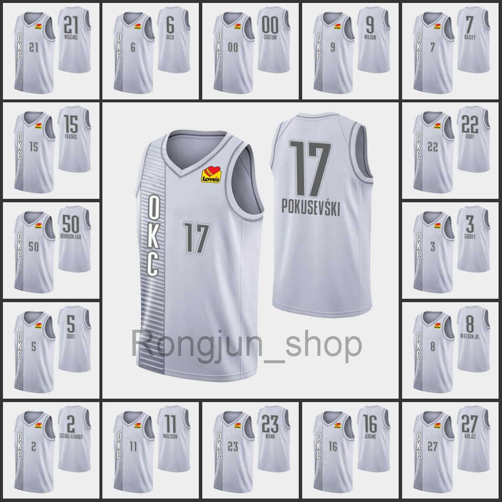 

2021-22 Oklahomas Men City Shai Gilgeous-Alexander Tre Mann Aaron Wiggins Vit Krejci 75th Anniversary Thunders jerseys, Black