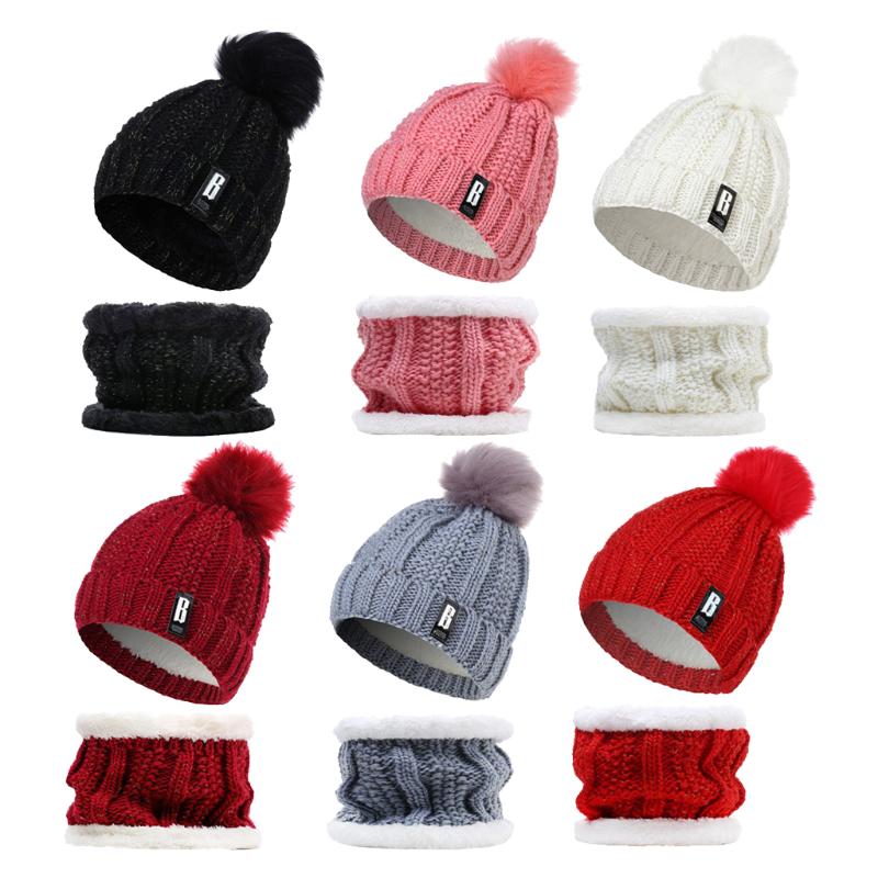

Womens Knit Scarf Hat Set Winter Warm Solid Pom Venonat Beanie Caps Scarves Shower