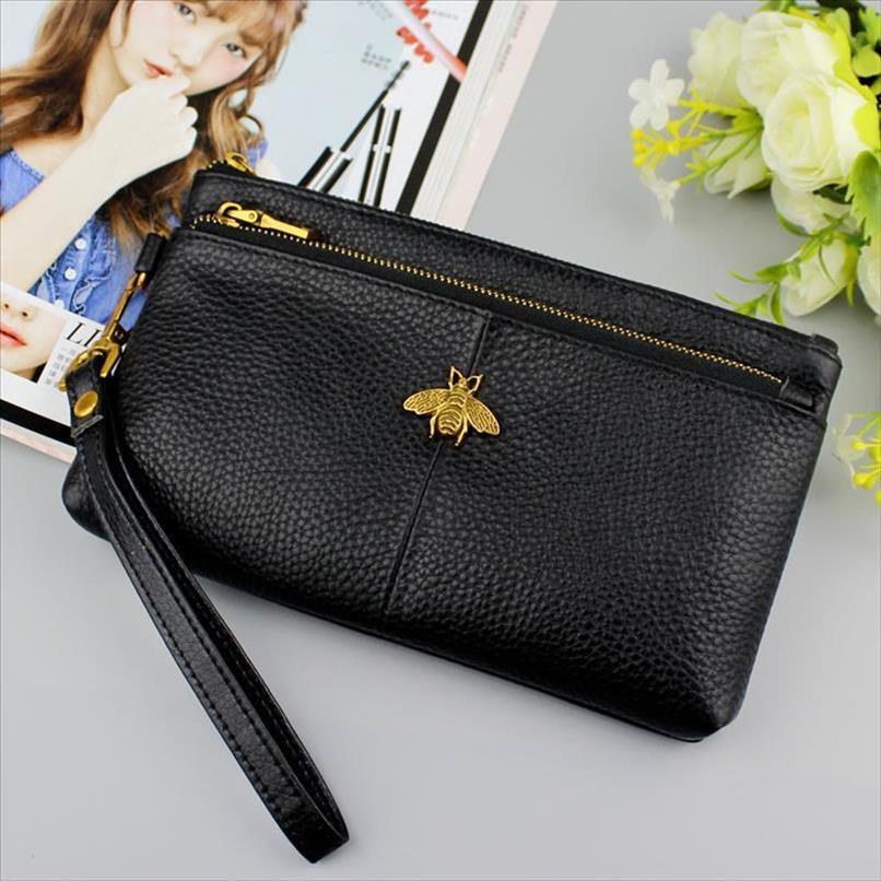 

100% Genuine Leather Womens Wallet Fashion Zippers Bag Long Coin Purse Brand Female Clutch Ladies Real Wallets1, Red;black