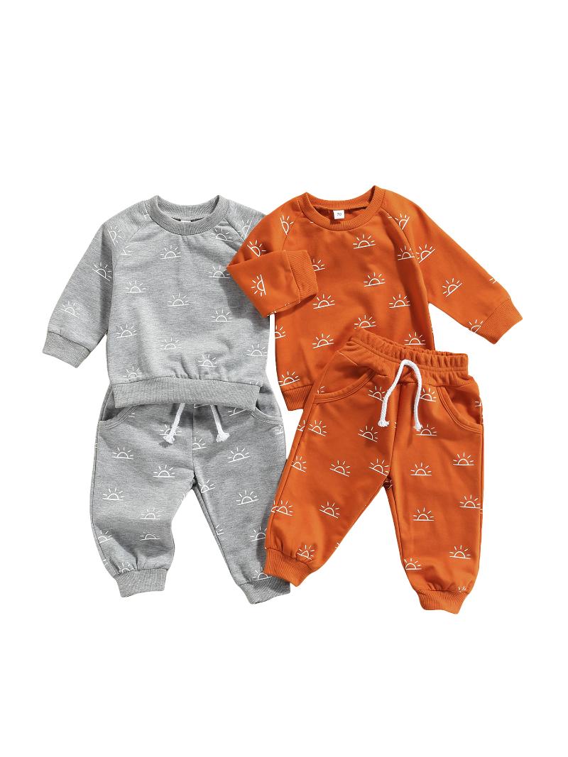 

Clothing Sets Infant Baby 2Pcs Spring Outfits, Sun Print Long Sleeve Tops + Elastic Waist Pants Set 6M-3T, White