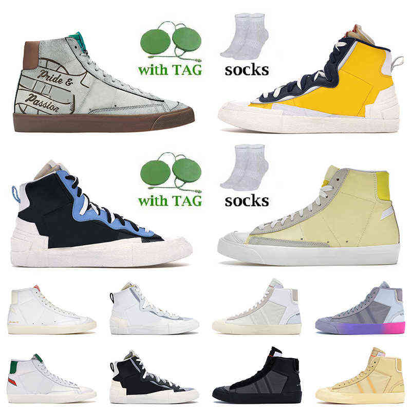 

Nik Blazer Mid Trainers 77 Vintage Mens Casual Shoes Designer Off Black White Stranger Things Hawkins High School Low Classic Green Platform, A15 white black 36-45