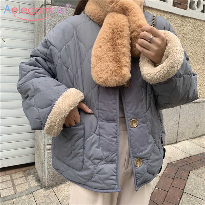 

Aelegantmis Korean Loose Casual Argyle Fleece Thin Coat Women Spring Lamb Wool Teddy Jacket Female Warm Sweet Parkas Both Sides 210607, Beige