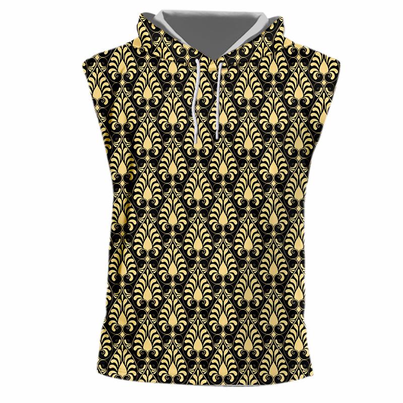 

Men' Tank Tops IFPD Hoodie Top Baroque Style Men 3d Print Golden Floral Luxury Sleeveless Shirts Women Fitness Vest Oversize, White;black
