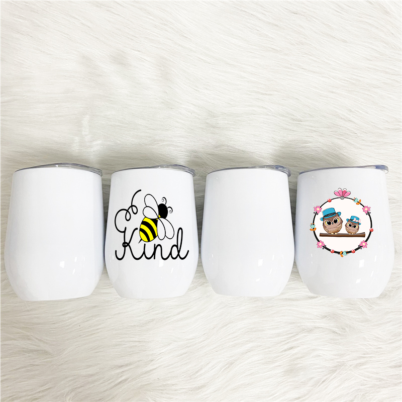 

12oz Sublimation Wine Tumbler Mug Stainless Steel Beer Cup Double Wall Vacuum Egg Shaped Coffee Cups Graduation Gift