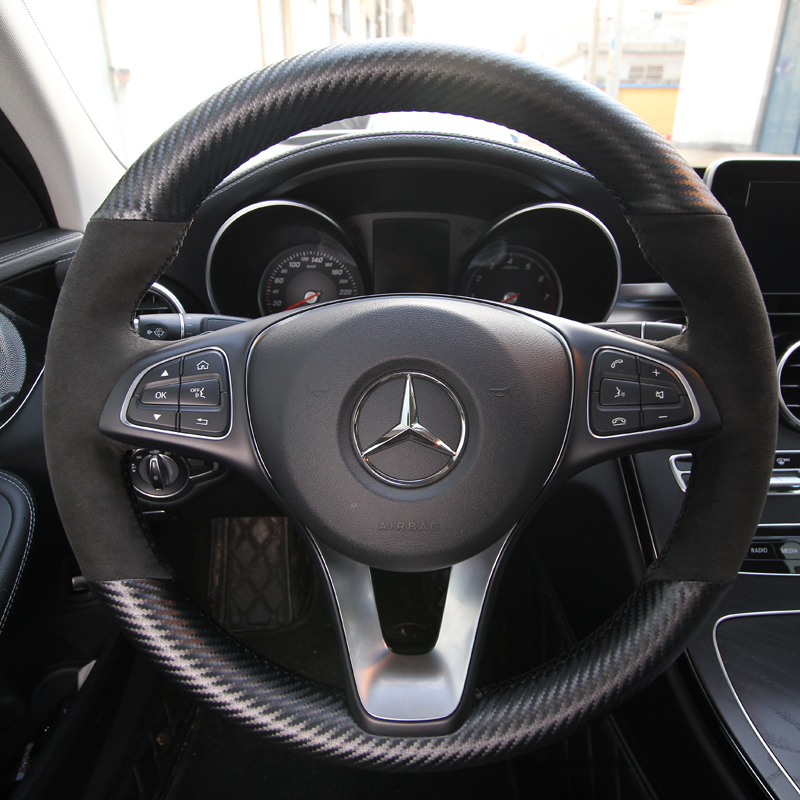 

DIY custom leather suede special car steering wheel cover For Mercedes-Benz A-Class C-Class E-Class C260L/GLC/GLB AMG Car Wheel Cover