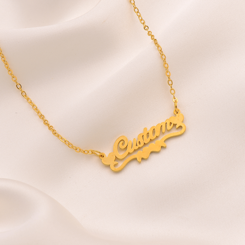 Rhodium coeur pendentif cadre étoiles Accents collier chaîne Script mot charme femmes 9k Fine G/F or bijoux cadeau