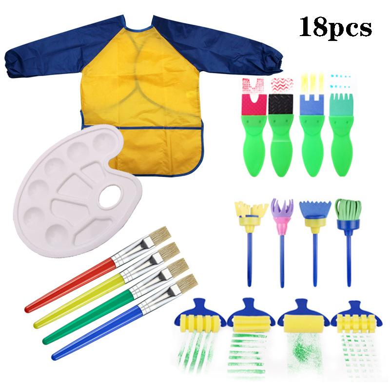 

Gift Sets 18pcs Kindergarten Early Education DIY Art Graffiti Brush Children Painting Sponge Kids