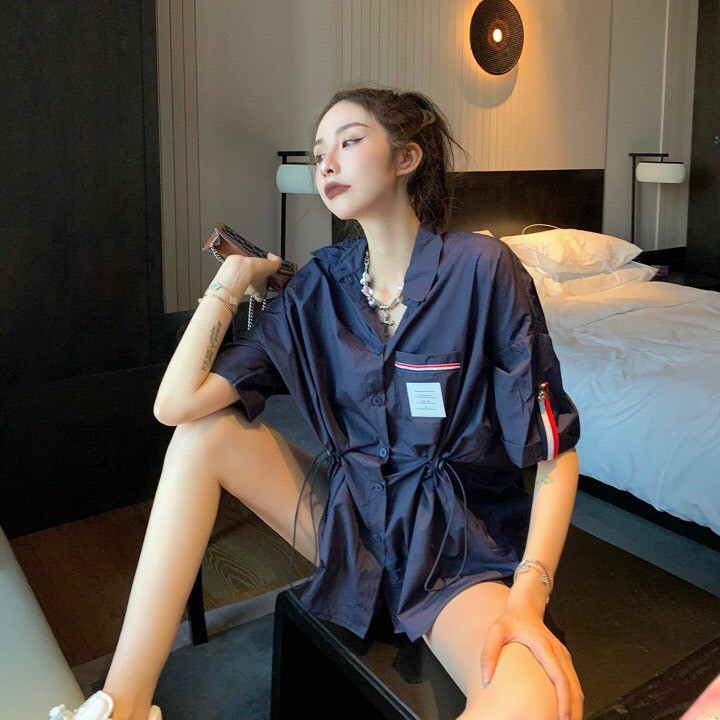 

TB 2021 summer new product academy style take off waist and show thin sunscreen suit, Blue