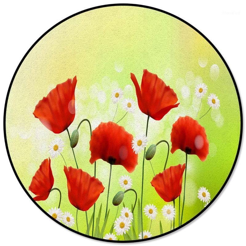 

Carpets Spring Flower Pattern Rugs And For Home Living Room Round Rug Children Rooms Non-slip