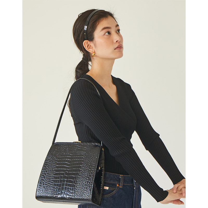

Womens Bag 2021 New Fashion Korean Women Bag Urbanic30 Niche Clip Bag Genuine Leather Commuter Shoulder, Crocodile black
