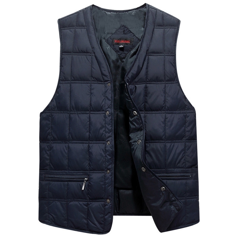 

Winter Dresses Men White Duck Down Causal Vest Ultra Light Male Thick Sleeveless Down Jacket Men Warm Vest -5XL Plus Size 211110, Navy blue