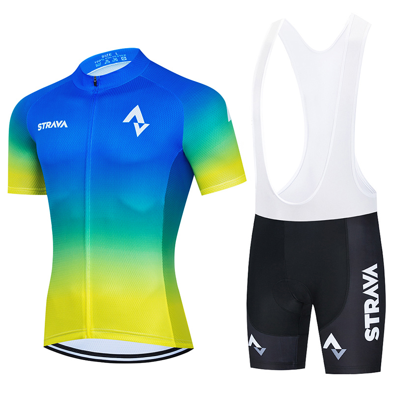 

4 colors STRAVA Cycling Team Jersey 20D Bike Shorts Set Ropa Ciclismo MenS MTB Summer Pro Bicycling Maillot Bottom Clothing, Cycling set