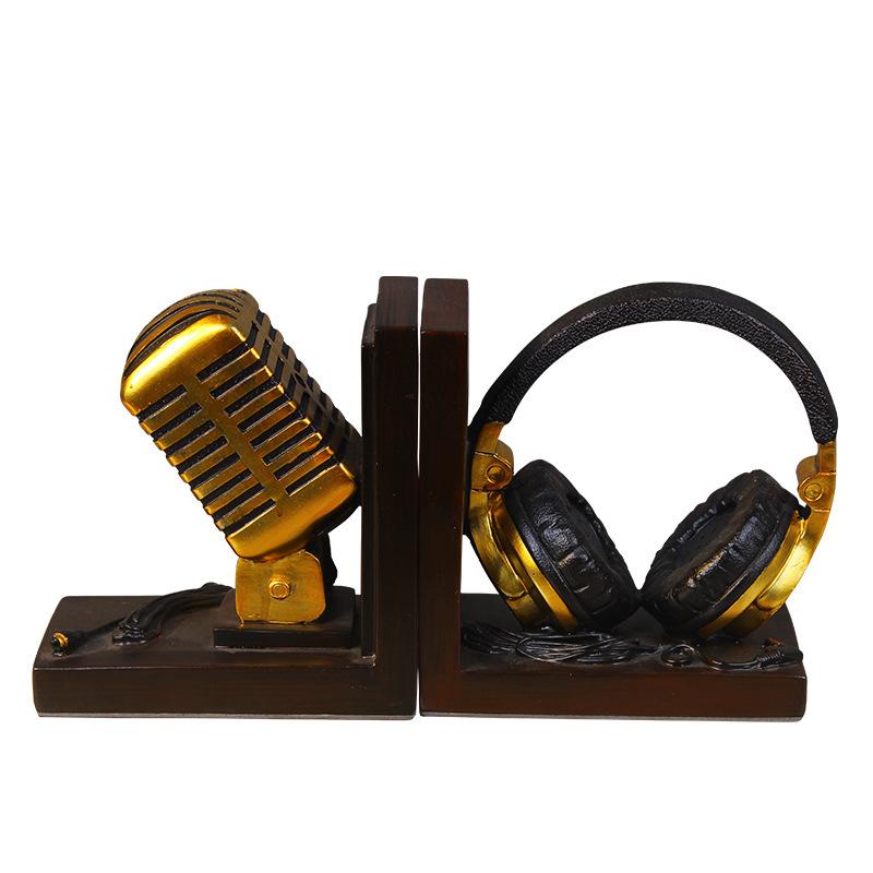 

Decorative Objects & Figurines Home Decoration Miniature Model Microphone Headset Music Lover Ornaments Retro Resin Bookend Desk Decor Acces