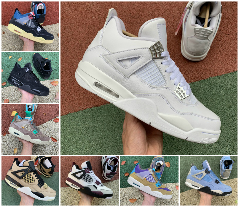 

Top Quality Mens 4 4s basketball shoes white oreo shimmer black cat university blue bred trainers pure money metallic purple orange men women designer sneakers, Bubble package bag