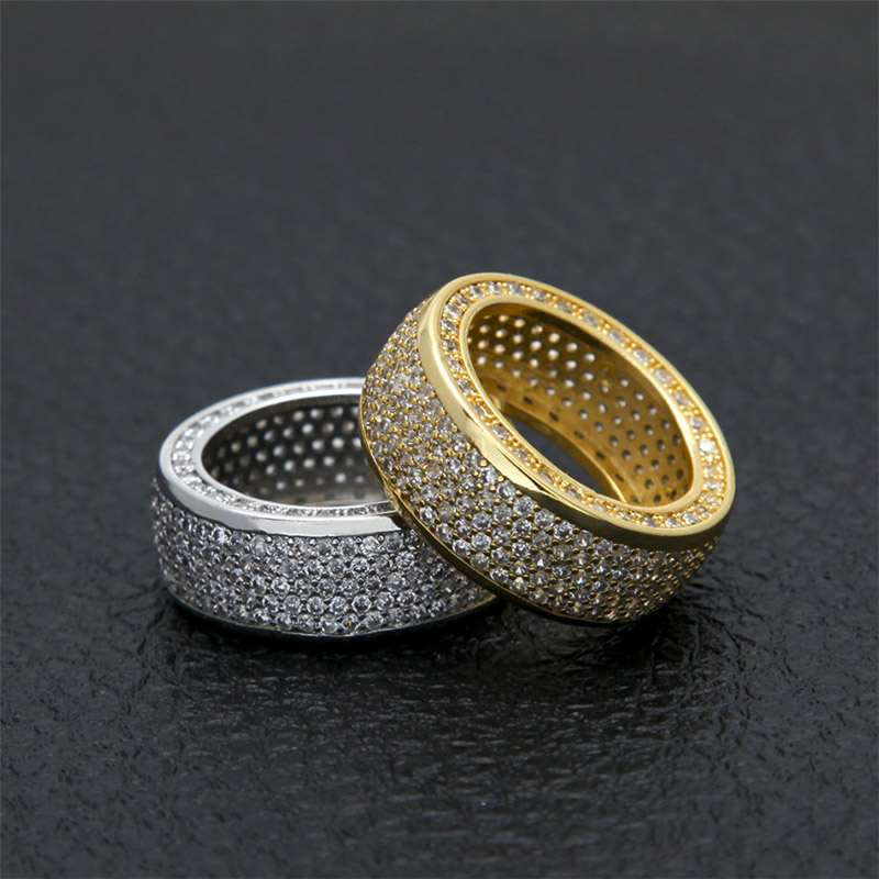 

Micro Pave Cubic Zircon Round Ring Full Iced Out Bling Hip Hop diamond Jewelry For Male, Silver