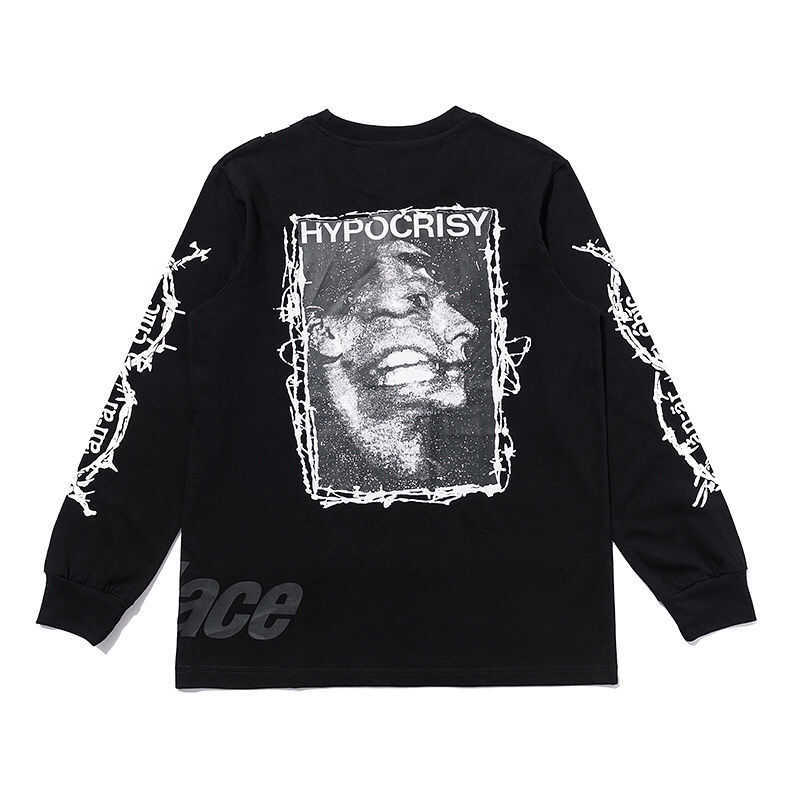 

Palace Street tide brand thorns men' leisure pure cotton BF couple long sleeve T-shirt the same style, Black