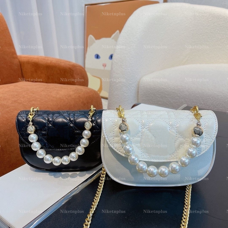

Ss22 Peals Bags Crossbody Genuine Leather Beads Decoration Gold Chains Black White Lady Handbags Women 2022 New Designers Shoulder Bag Tote Purses, #1