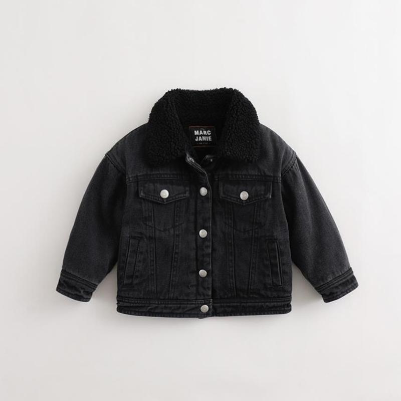 

Jackets Children Winter Faux Fur Coat Denim Stitching Lambswool Thicker Warm Lapel Outerwear Fashion Jean Jacket For Boys Girls A928, Blue;gray