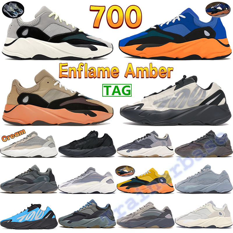 

700 Running shoes cream enflame amber men women sneakers OG solid grey sun bright blue tie-dye triple black analog reflective trainers US 5-11.5, Bubble wrap packaging