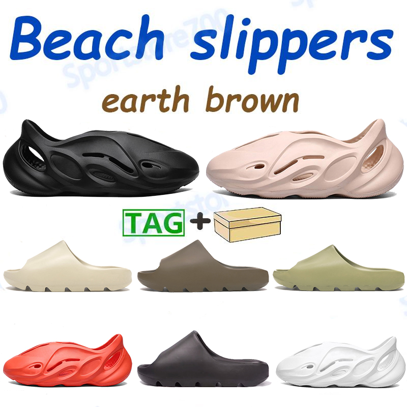 

2021 foam runner mens beach slippers shoes resin earth brown soot bone white total orange green triple black slide men women trainers, Bubble wrap packaging
