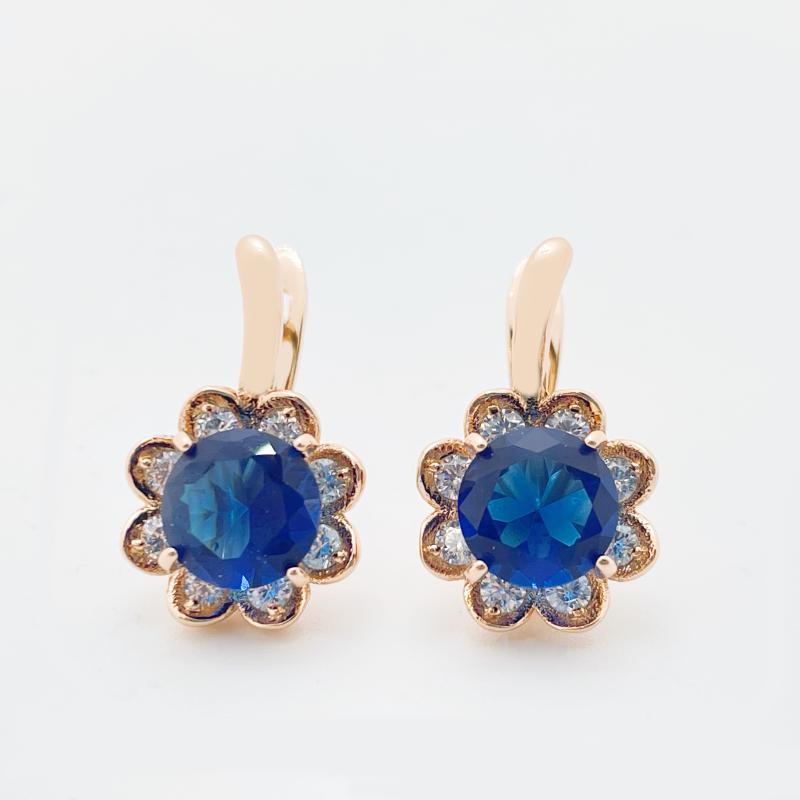 

Dangle & Chandelier Flower Luxury 585 Rose Gold Black/Royal Blue Natural Zircon Earrings Women Romantic Vintage Fashion Jewelry